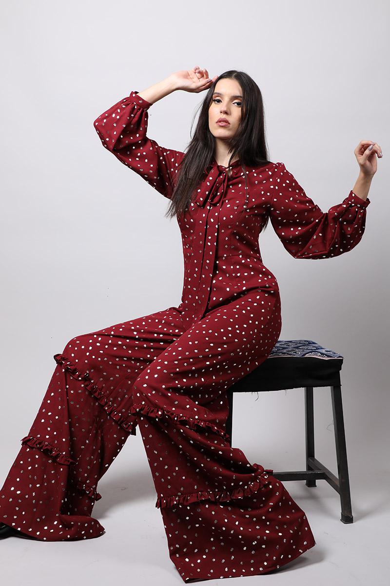 Scarf Collar Jumpsuit