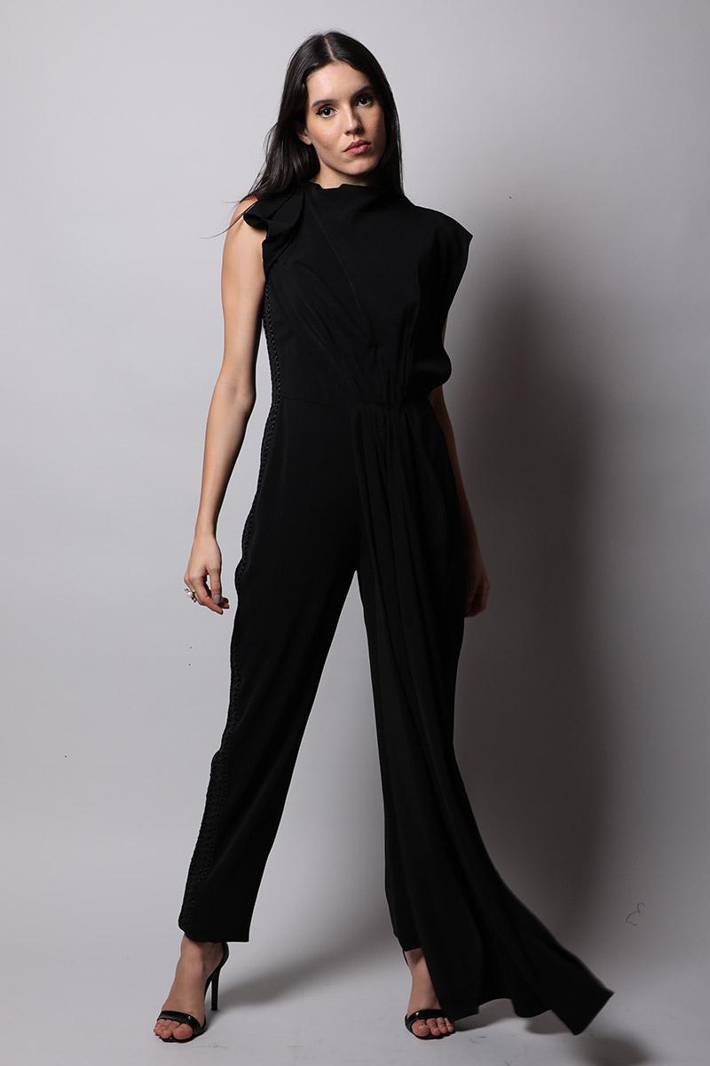 Straight Pants Jumpsuit with Drape