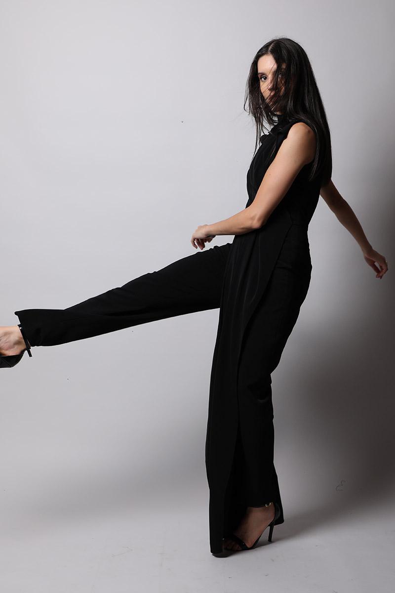 Straight Pants Jumpsuit with Drape