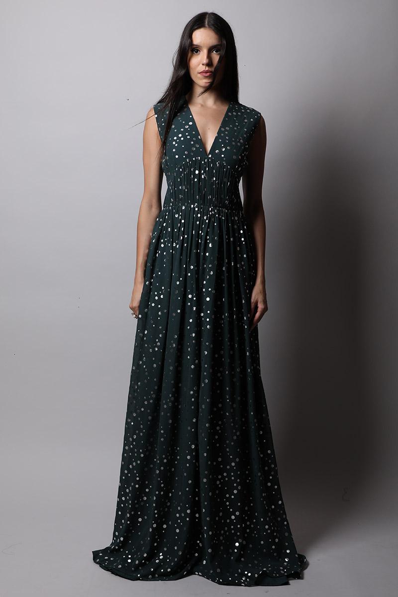 Panelled Neck Gown
