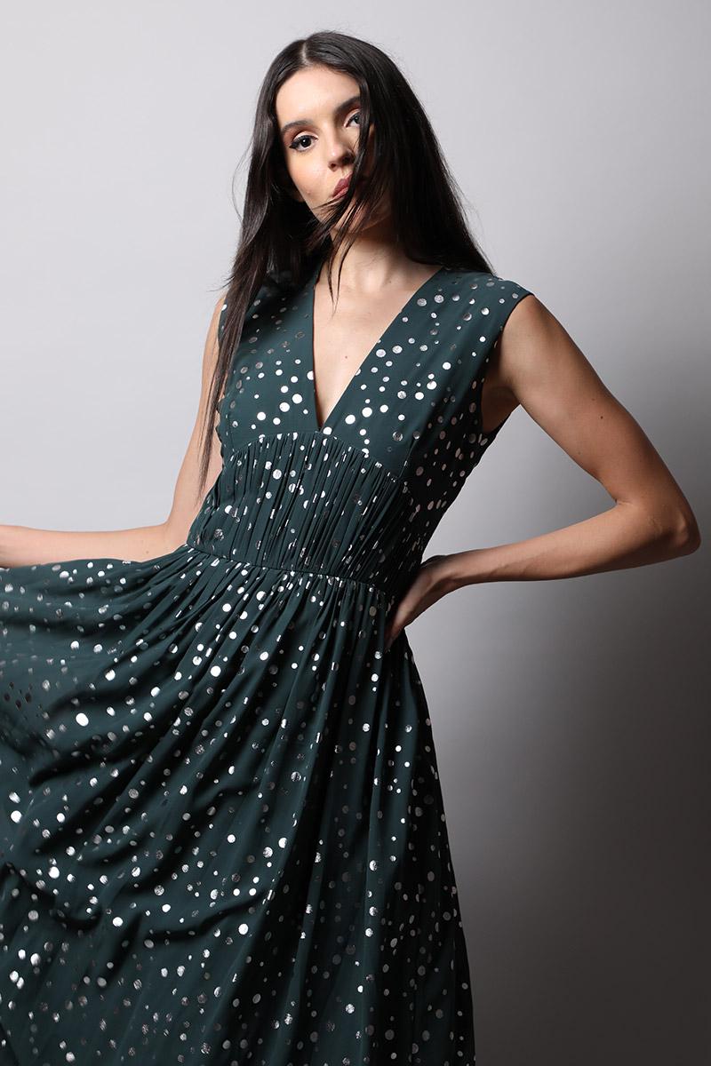 Panelled Neck Gown