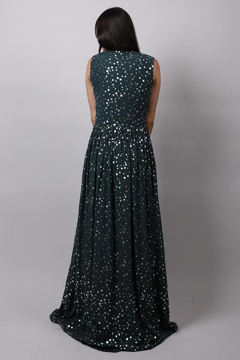 Panelled Neck Gown
