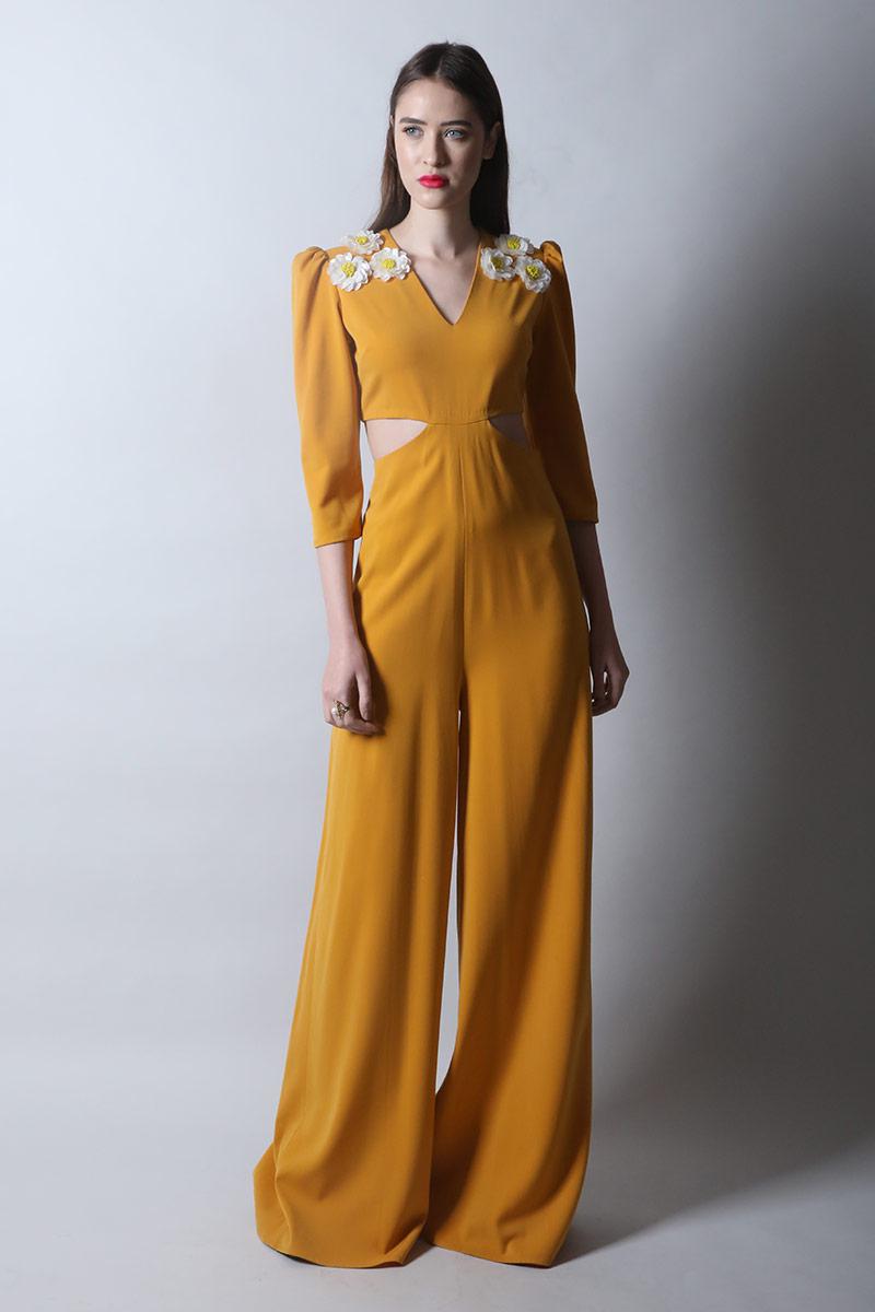 Cut Out Jumpsuit With Flowers