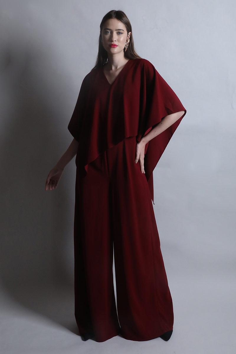 Jumpsuit with Asymmetric Cape