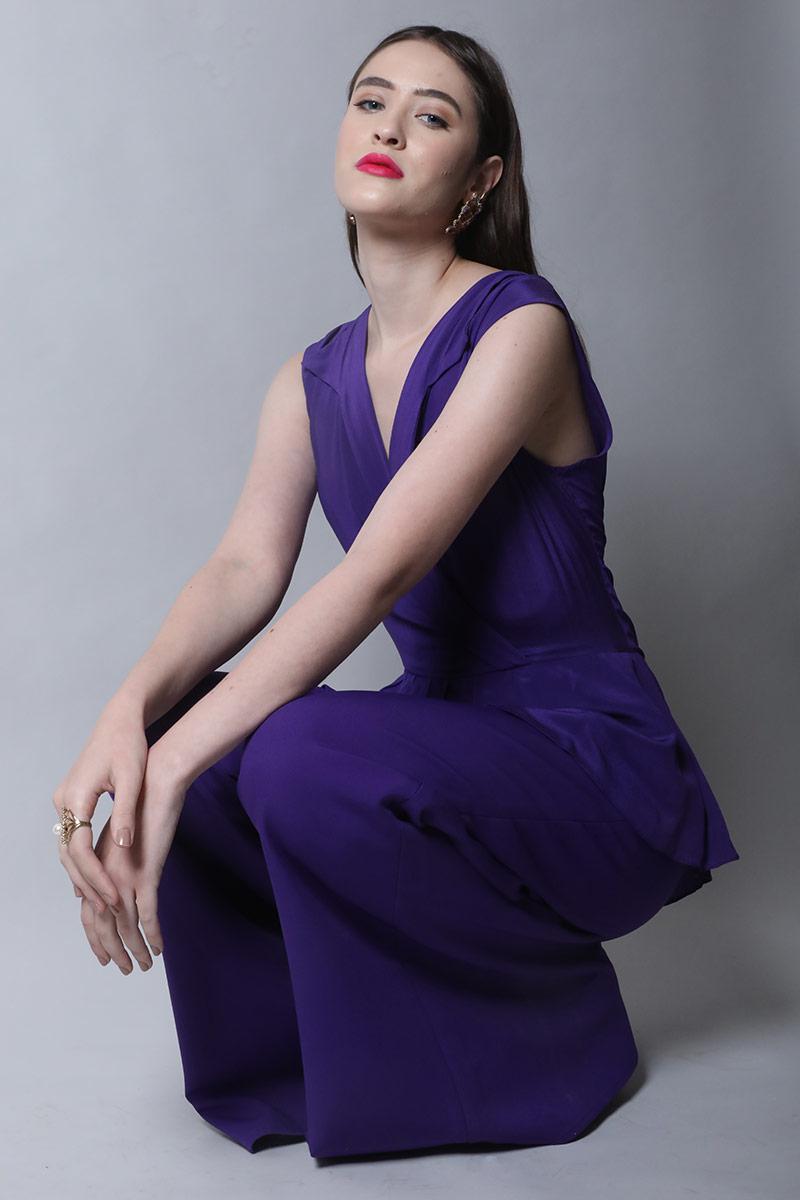 Coat Collar Jumpsuit with Peplum