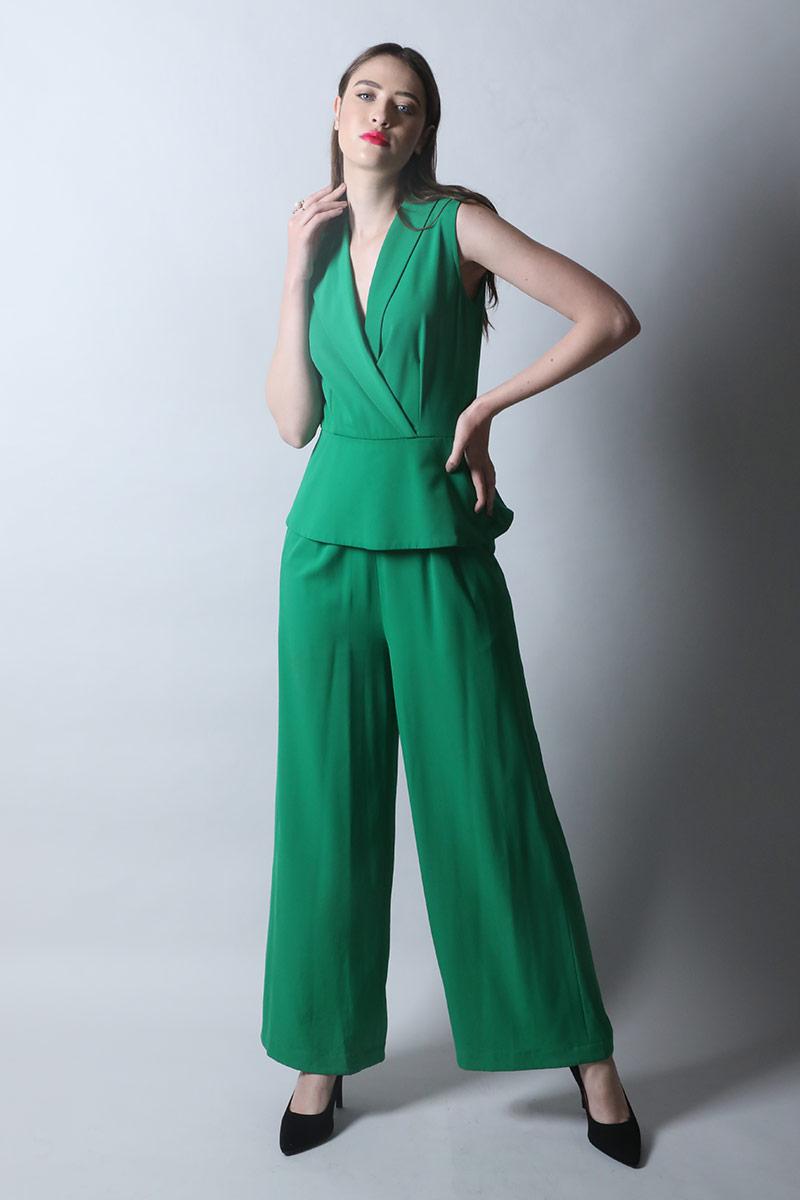 Coat Collar Jumpsuit with Peplum