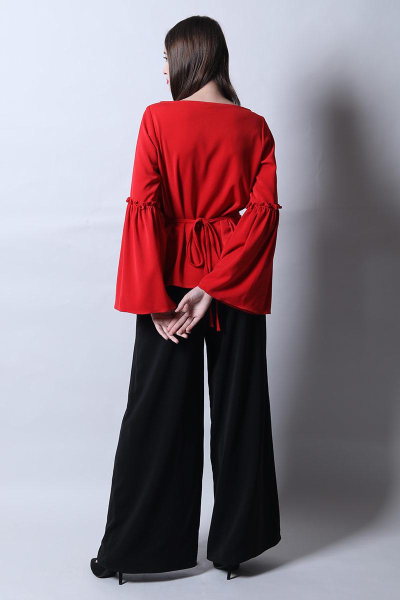 Frill Textured Fit & Flared Top