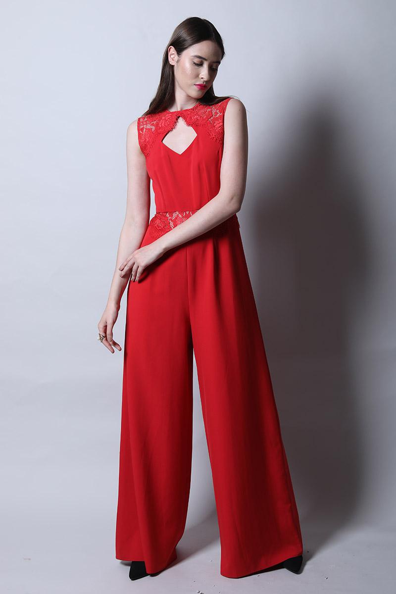 Cut Out Jumpsuit With Lace