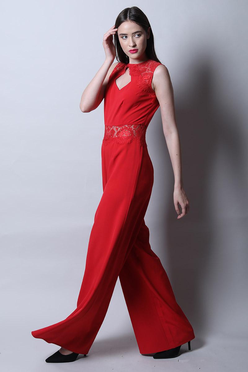 Cut Out Jumpsuit With Lace