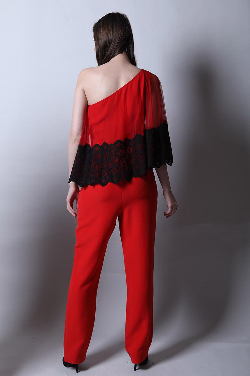 One Shoulder Jumpsuit With Cape