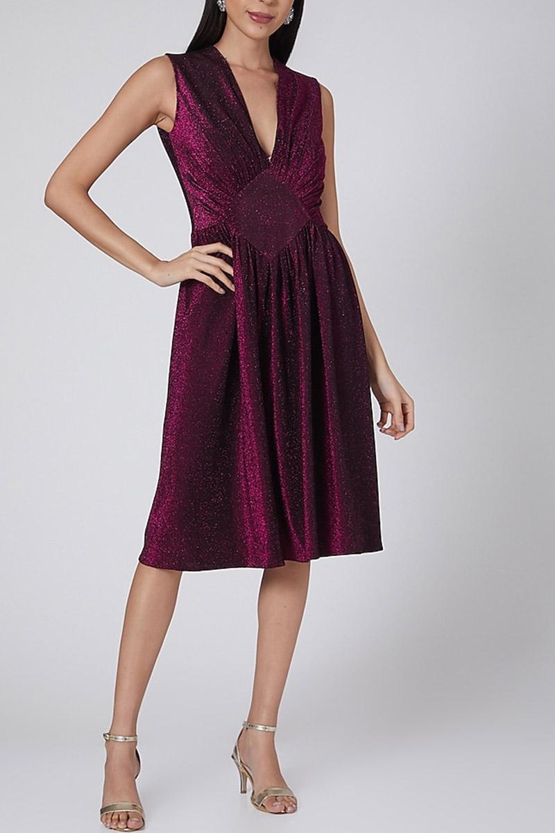 Low Neck Fit & Flared Dress