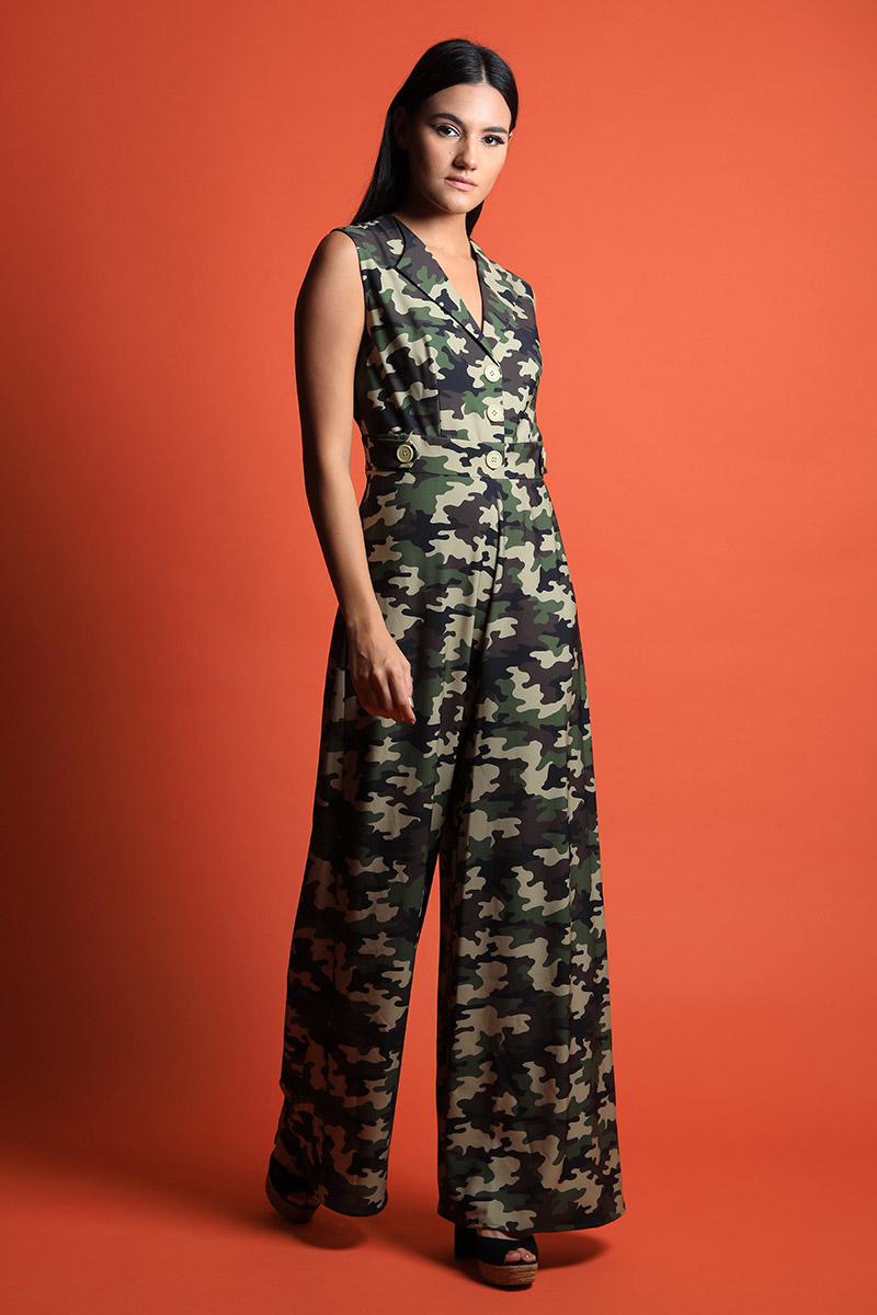 Coat Collar Wide Legged Jumpsuit