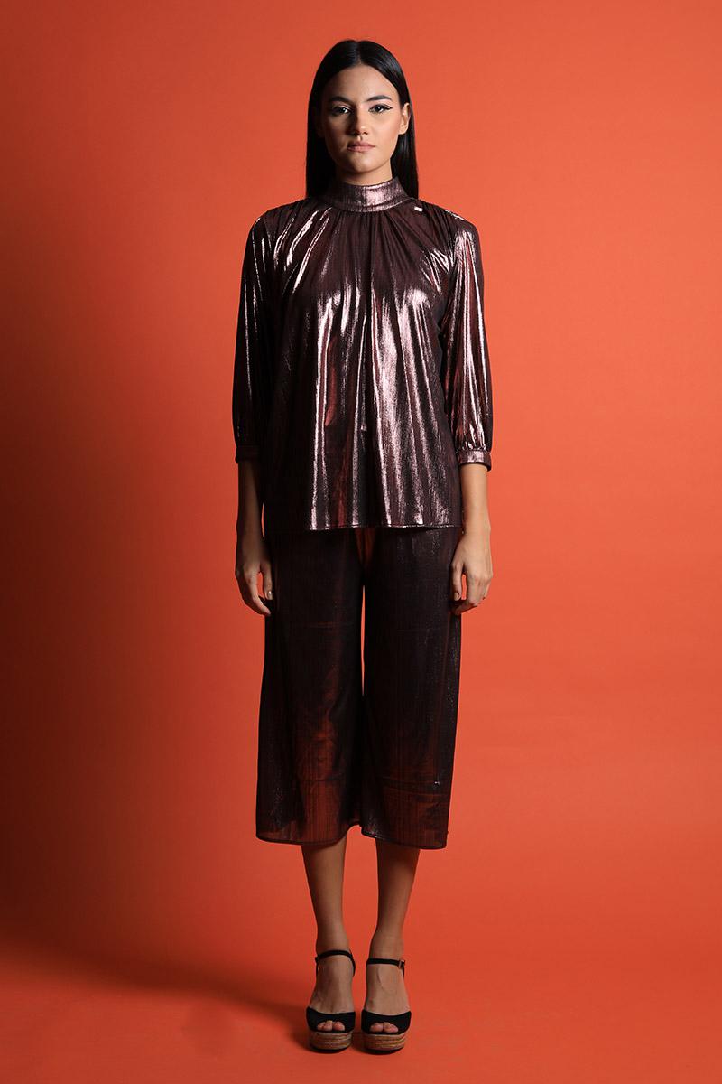 Metallic Top & Culottes Set