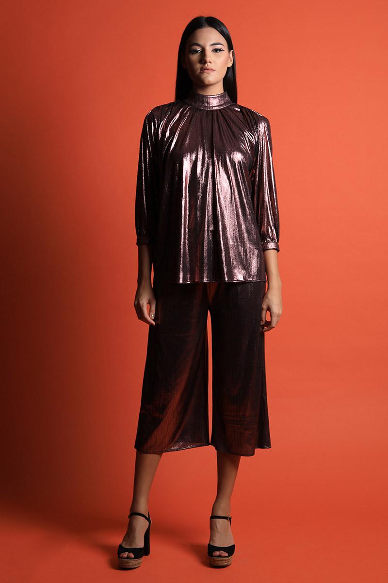 Metallic Top & Culottes Set