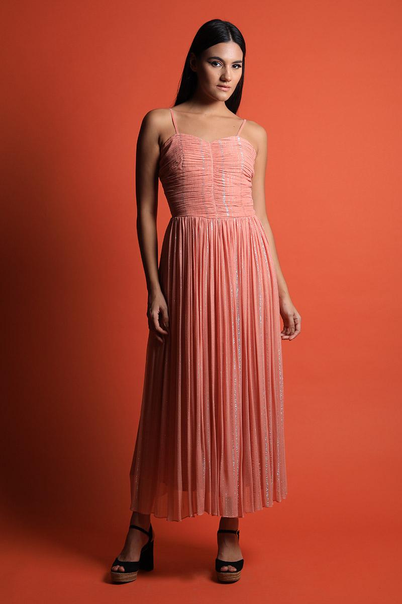 Strappy Ruched Midi Dress