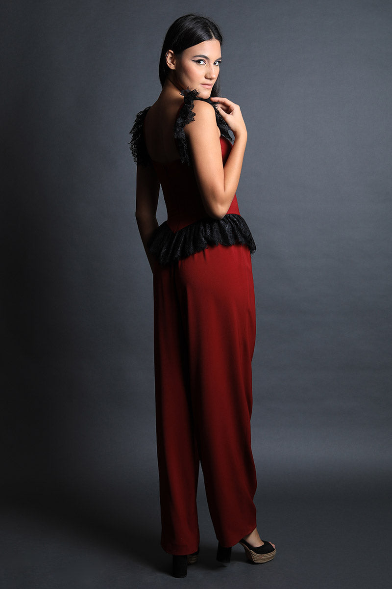 Corseted Lace Top & Pleated Pants Set