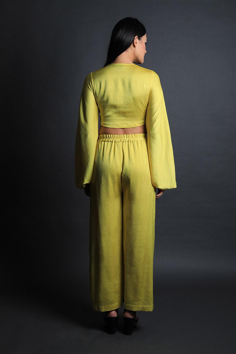 Full Sleeves Crop Top with Pants Set