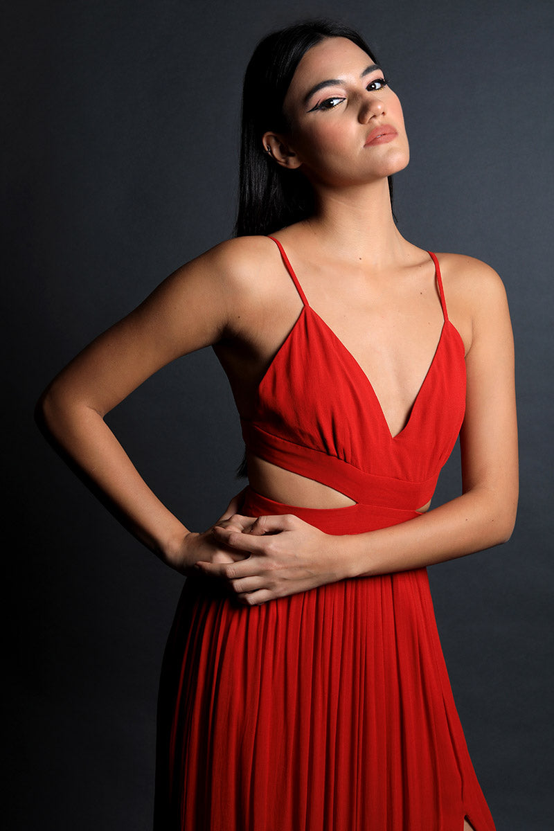 Strappy Backless Maxi with Cut Outs