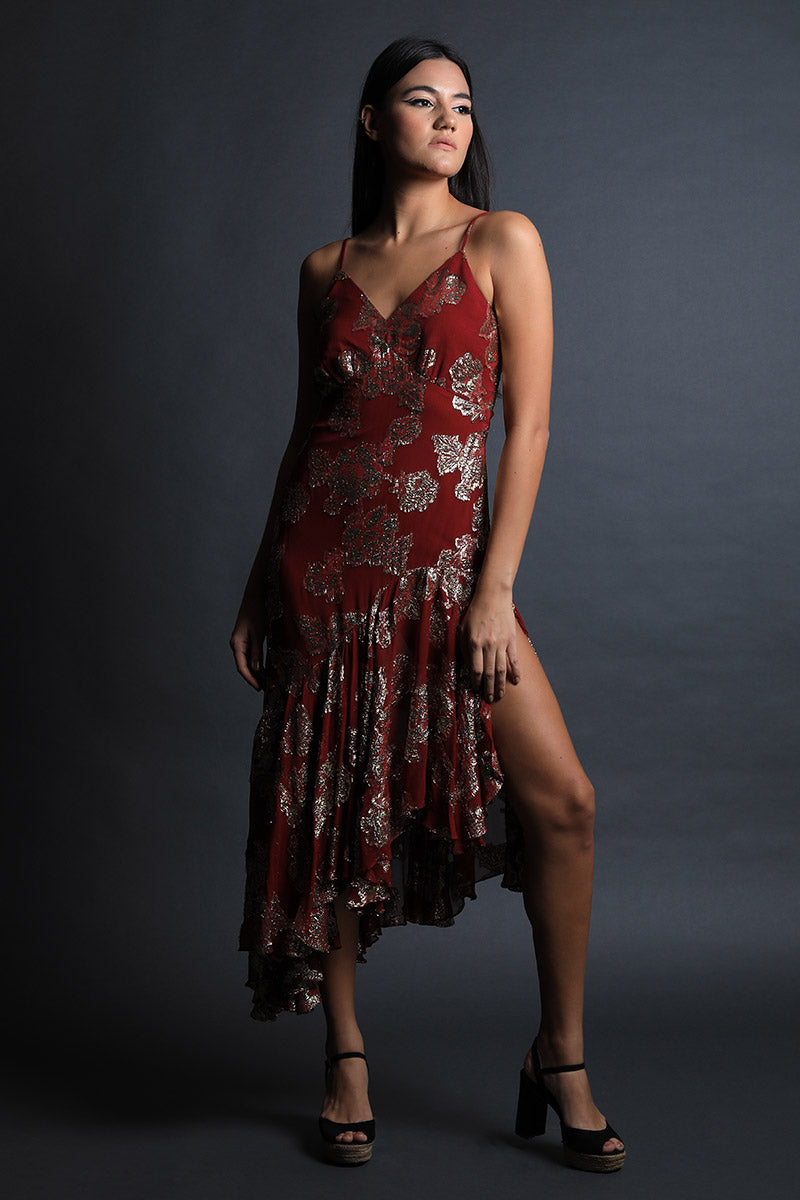 Strappy Asymmetric Dress with Slit