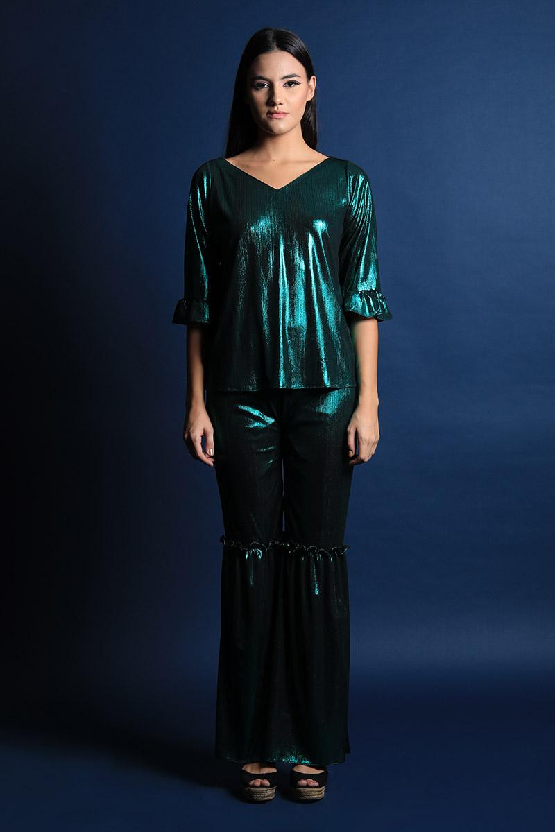 Metallic Top & Pants Set