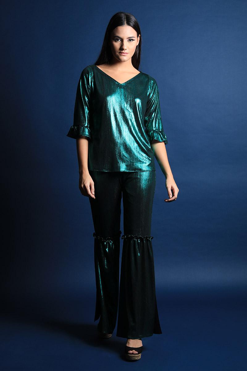 Metallic Top & Pants Set
