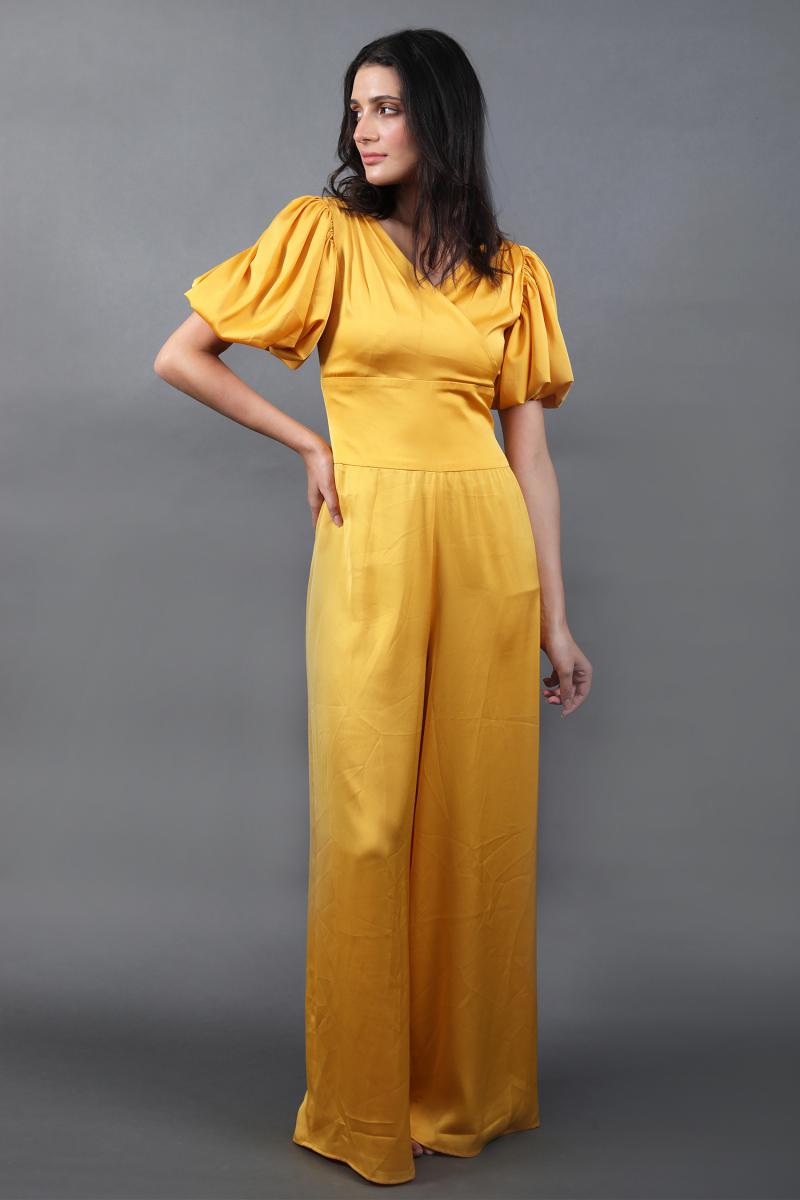 Puffed Sleeves Low Waist Jumpsuit