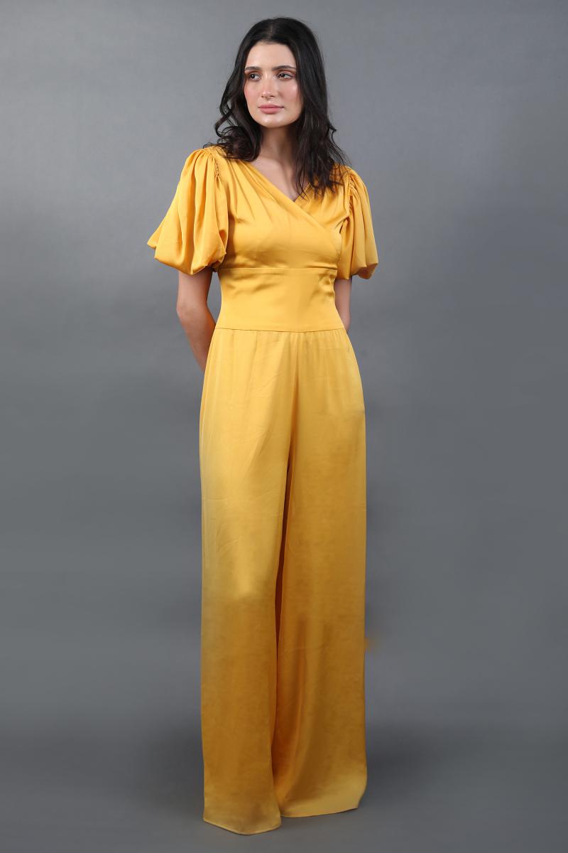 Puffed Sleeves Low Waist Jumpsuit