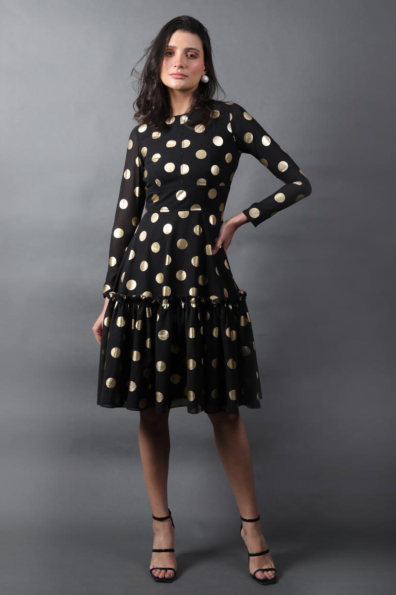 Fit & Flared Full Sleeves Dress