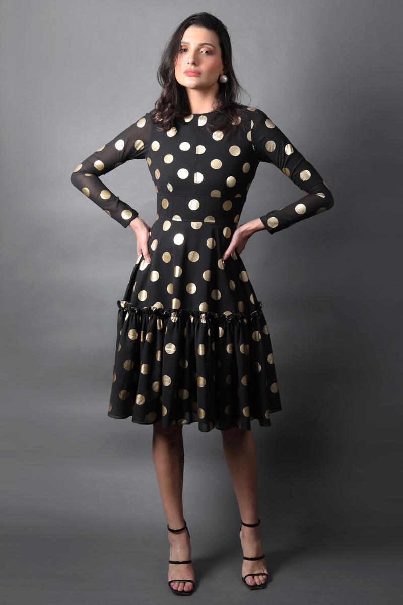 Fit & Flared Full Sleeves Dress