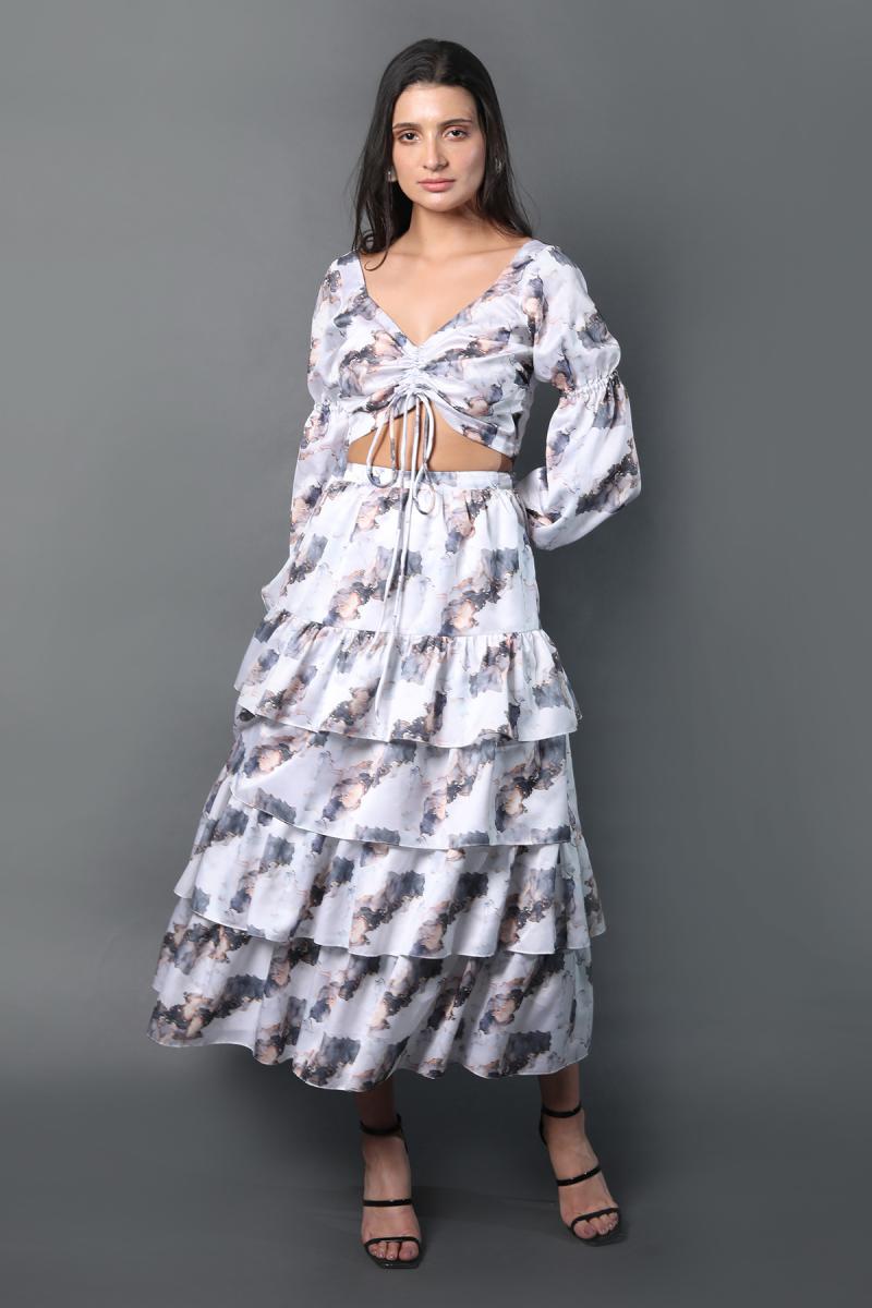 Crop Top Tiered Skirt Co-ord Set