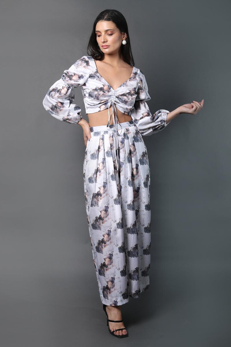 Crop Top Flared Pants Co-ord Set