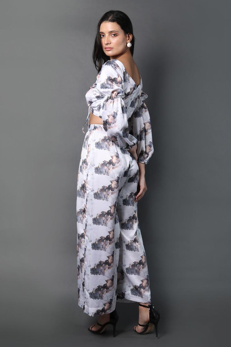 Crop Top Flared Pants Co-ord Set