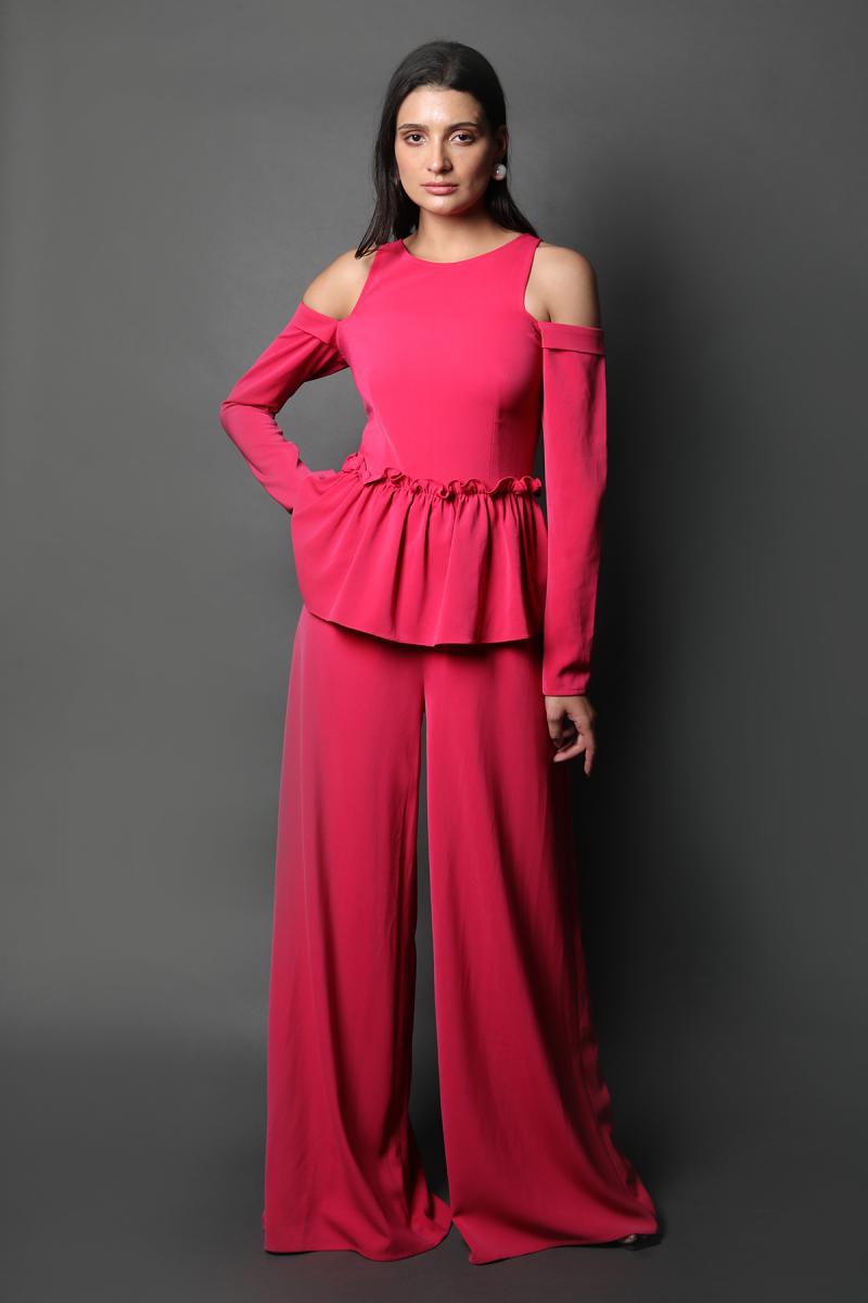 Halter Neck Cold Shoulder Jumpsuit