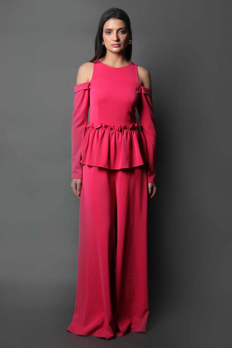Halter Neck Cold Shoulder Jumpsuit