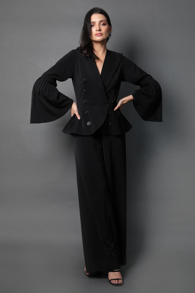 Double Breasted Coat Collar Jumpsuit
