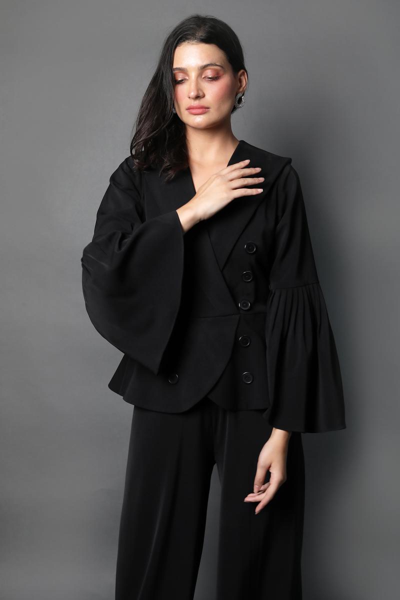Double Breasted Coat Collar Jumpsuit