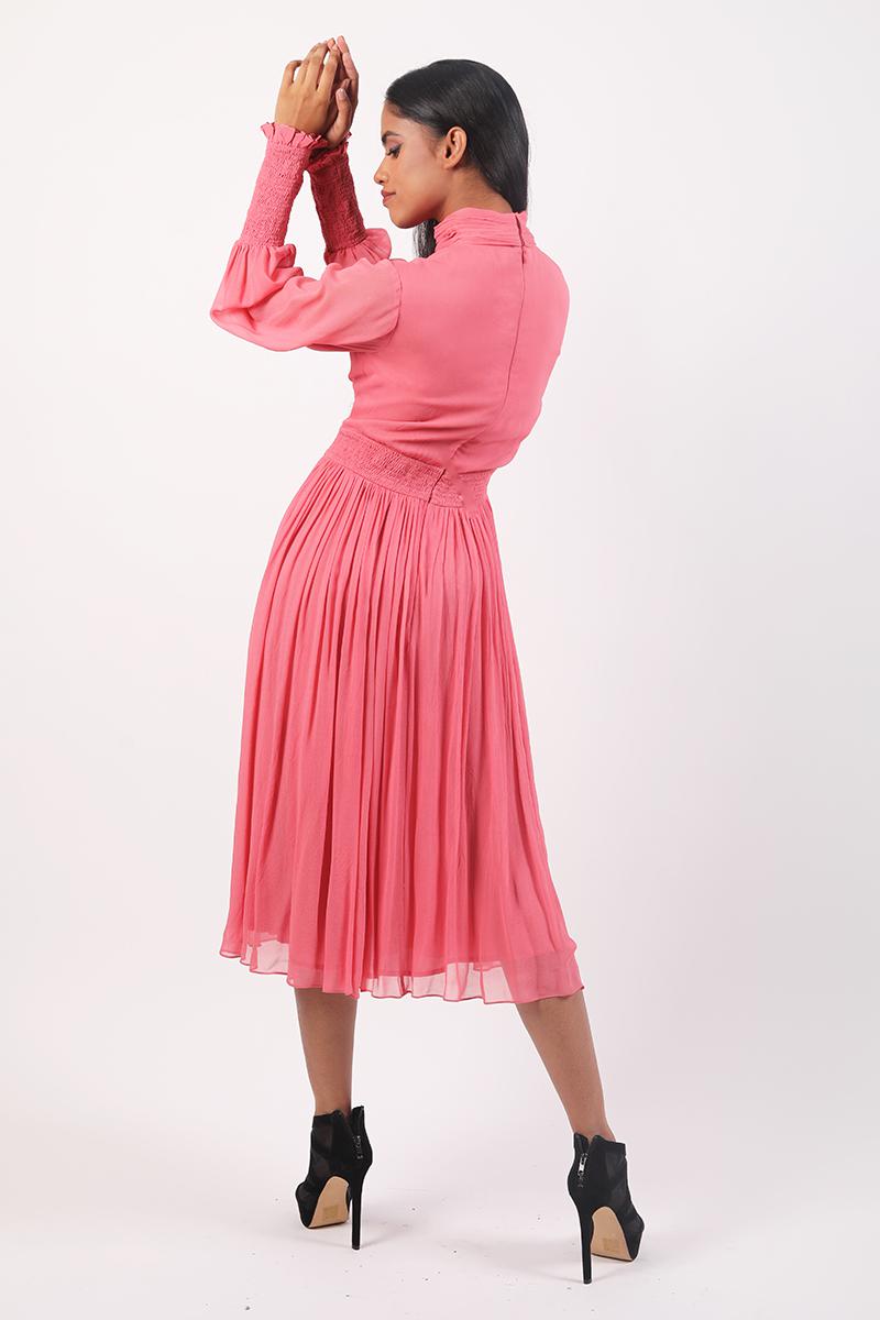 Smocked Detail Fit and Flared Dress
