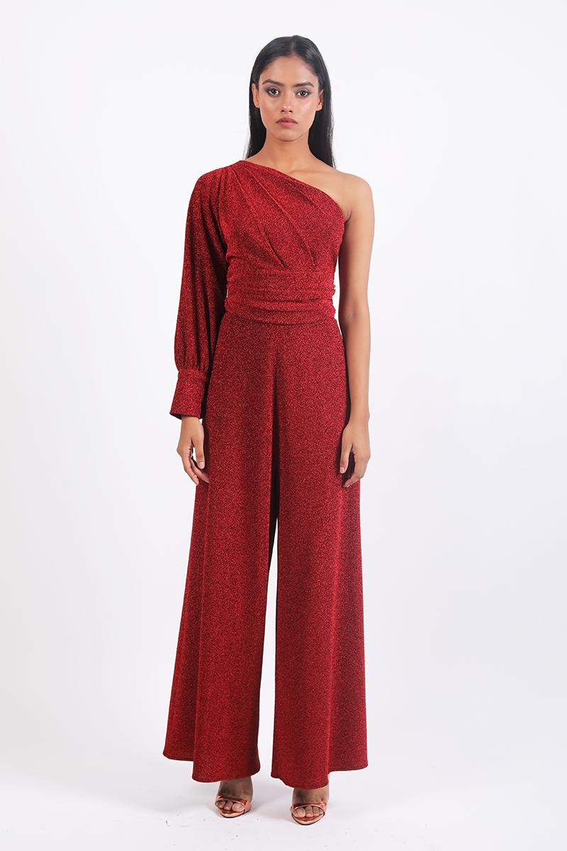 One Shoulder with Flared Pants and One Full Sleeves