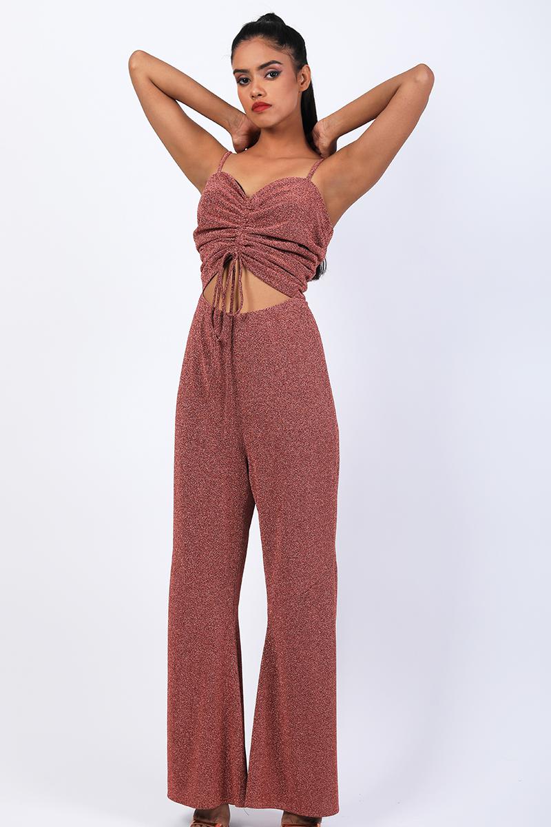 Strappy Jewel Neck With Front Cutout Jumpsuit