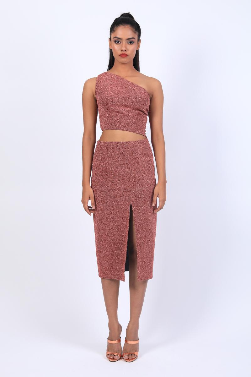 One Shoulder Side Cutout Dress With Slit