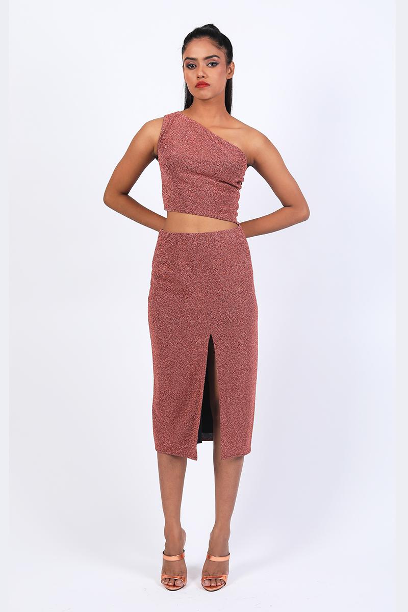 One Shoulder Side Cutout Dress With Slit