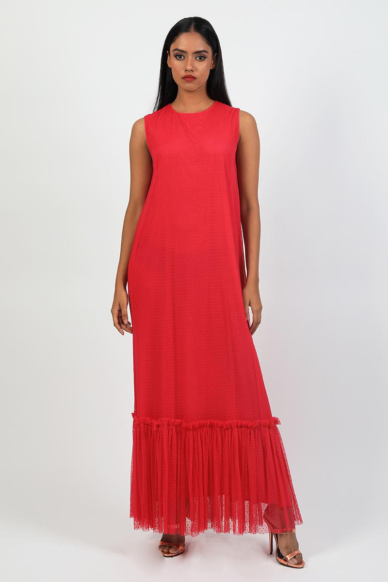 Polka Dot Lace Maxi Dress