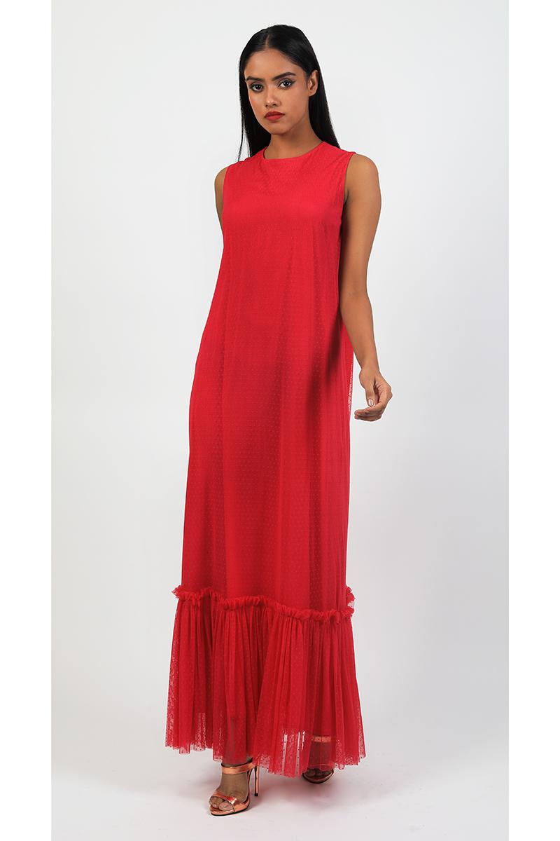 Polka Dot Lace Maxi Dress