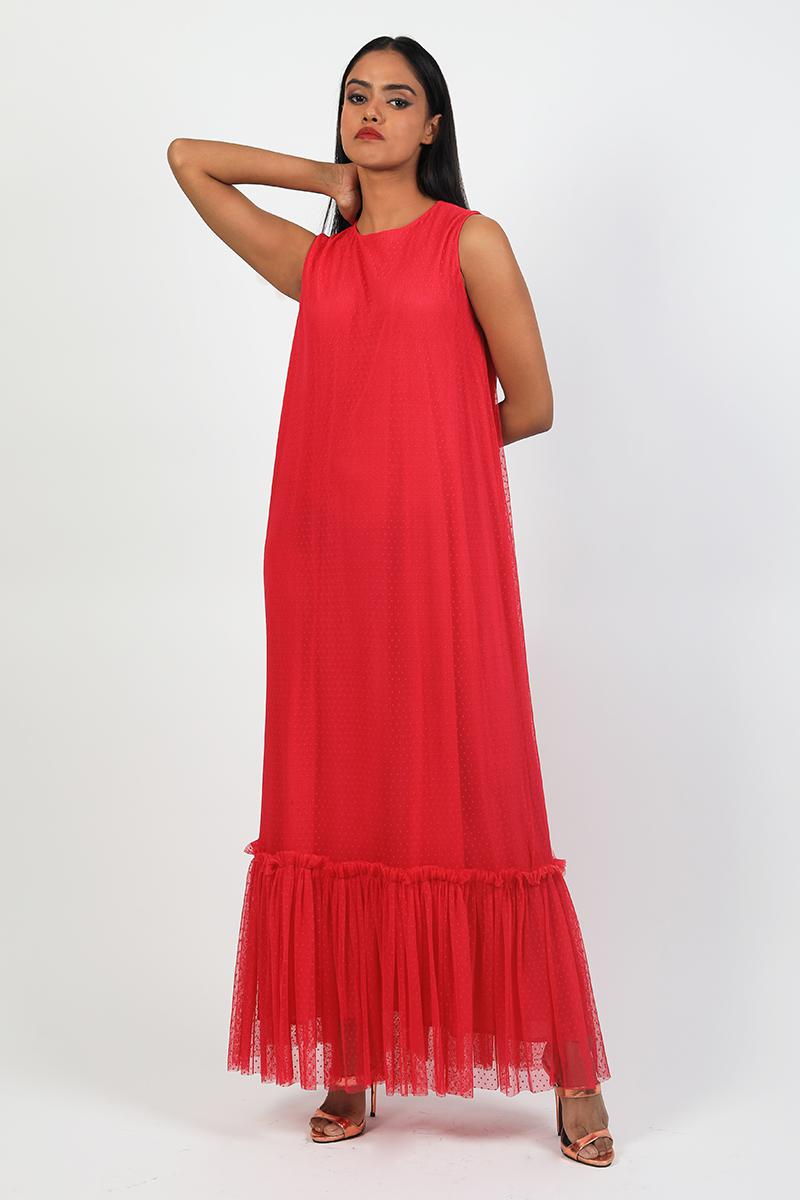 Polka Dot Lace Maxi Dress