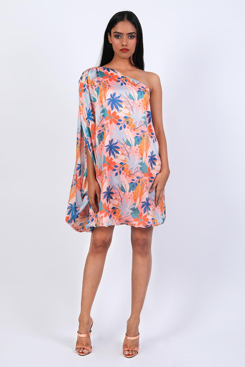 One Shoulder Flared Dress