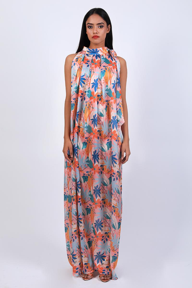 Band Collar Maxi Dress