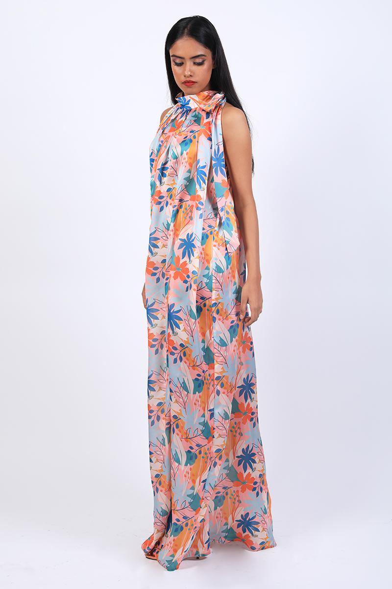 Band Collar Maxi Dress