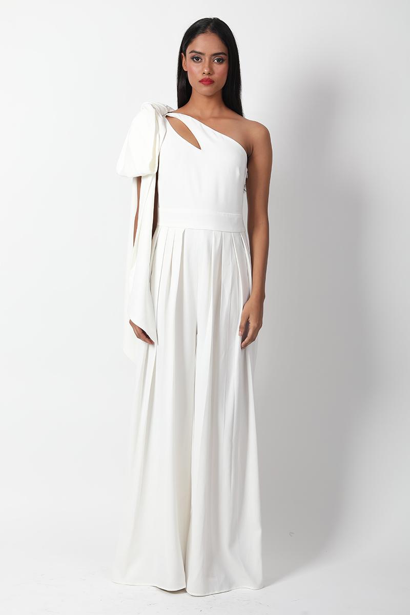 One Shoulder With Bow Detail Jumpsuit