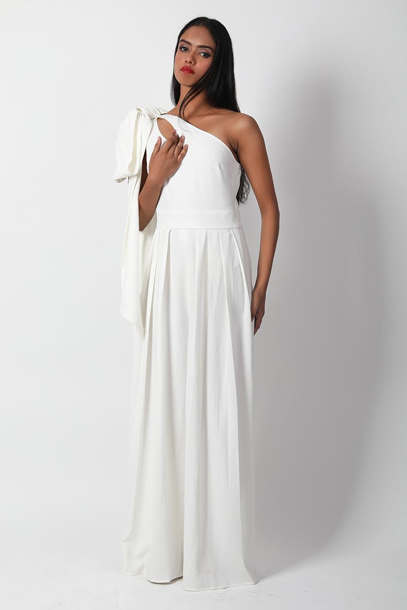 One Shoulder With Bow Detail Jumpsuit