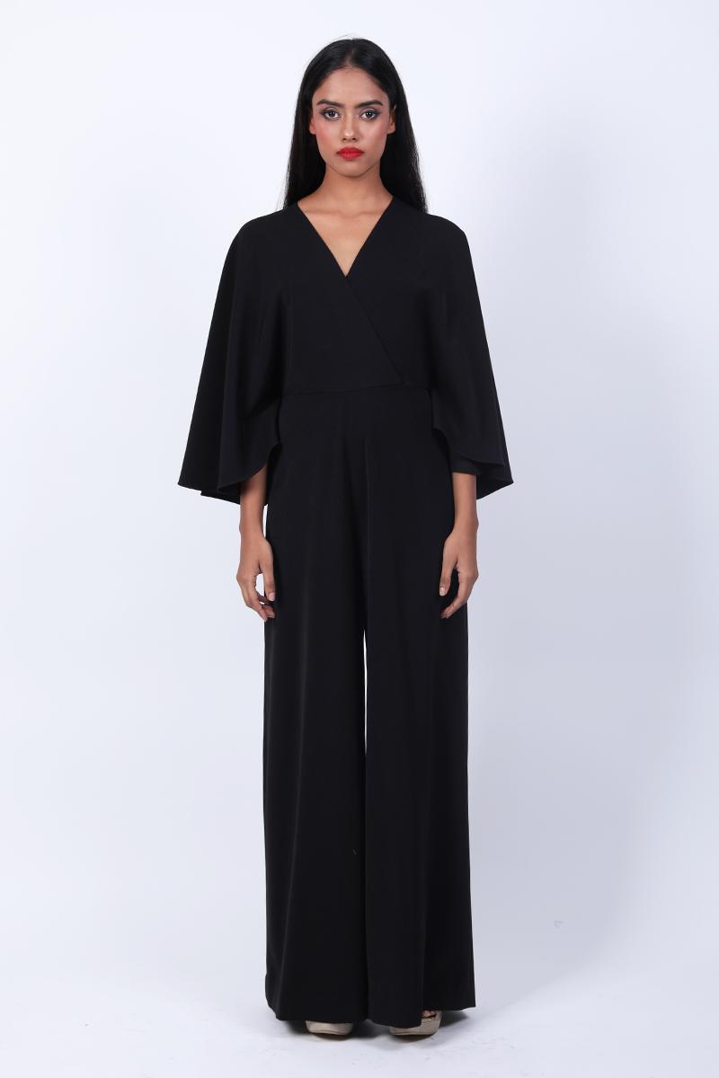V Neck Overlapping Kaftan Drape Jumpsuit